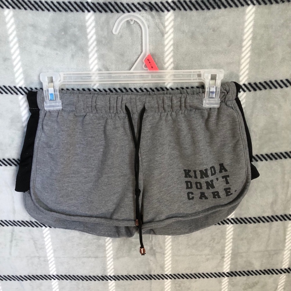 Gray I kinda don’t care pajama shorts